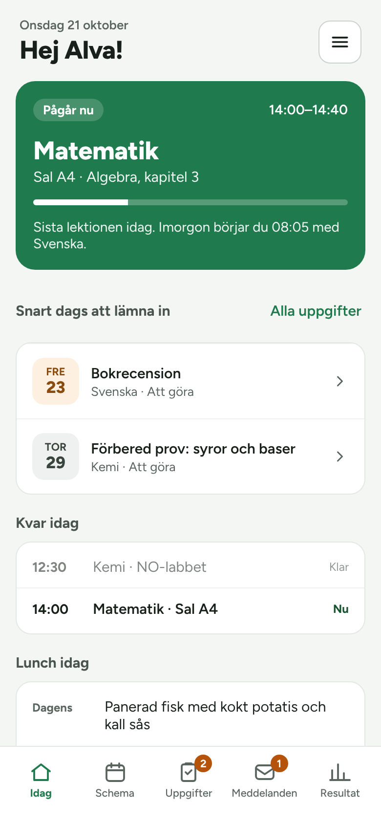Mklass för elever med pågående lektion och uppgifter som snart ska lämnas in